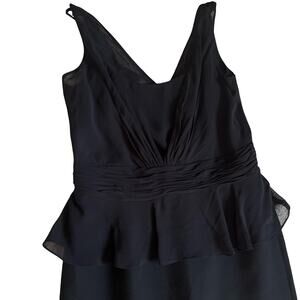 Lauren Ralph Lauren Black Peplum Ruffle Elegant Sheath Cocktail Dress Size 10
